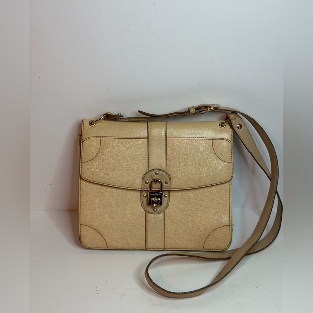 Salvatore Ferragamo Beige Leather Crossbody Bag